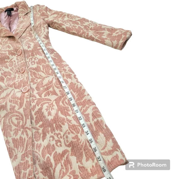 Arden B. Pink Jacquard Belted Straight knee length fully lined coat size XS - Picture 7 of 11